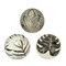 Set of 3 Whitewashed Carved Tropical Leaf Solid Wood Decor Balls